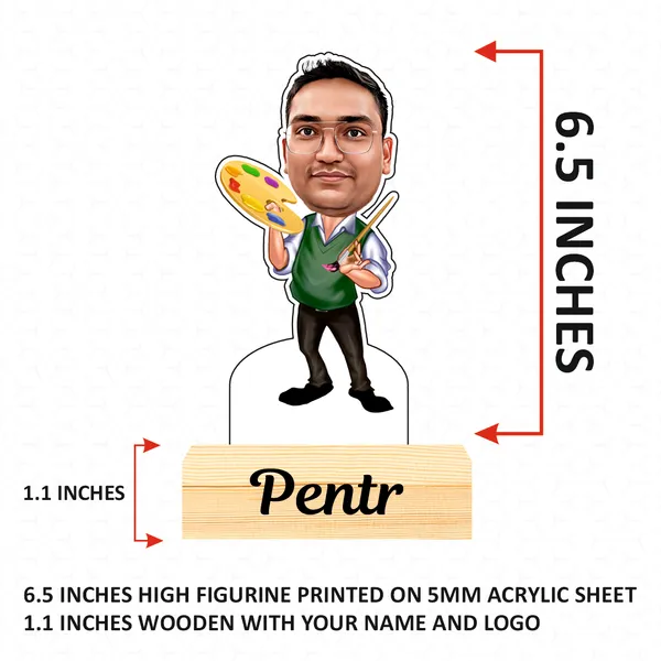 Caricature_with_Wooden_Base