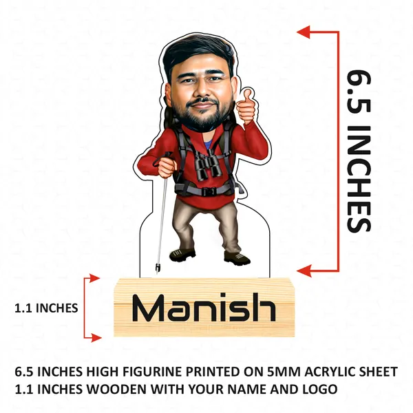 Tracking_Male_Caricature_–_Personalized_Adventure_Standee_with_Wooden_Base
