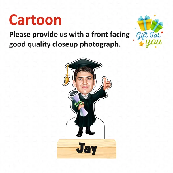 Customized_Graduation_Caricature_Personalized_Gift_with_Wooden_Base,_Tabletop_Frame,_Name_&_Logo_Engraved