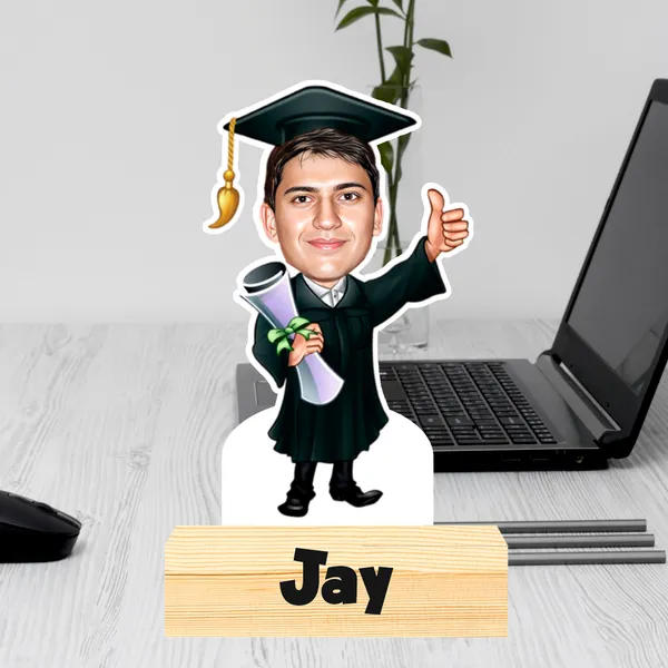 Customized_Graduation_Caricature_Personalized_Gift_with_Wooden_Base,_Tabletop_Frame,_Name_&_Logo_Engraved