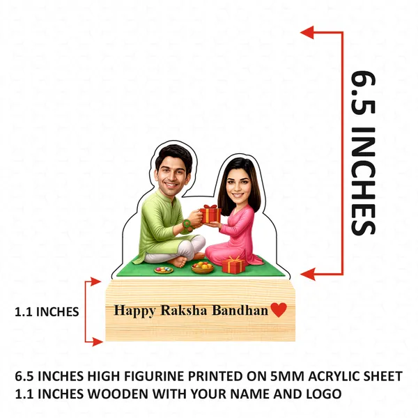 Customized_Rakhi_Special_Caricature_Gift_For_Brother_And_Sisiter_Personalized_Sibling_Standee_with_Name_&_Logo_Wooden_Base