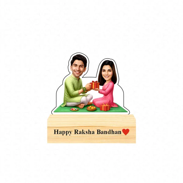 Customized_Rakhi_Special_Caricature_Gift_For_Brother_And_Sisiter_Personalized_Sibling_Standee_with_Name_&_Logo_Wooden_Base
