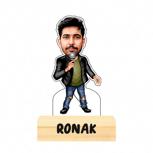 Male_Singer_Caricature_with_Wooden_Base