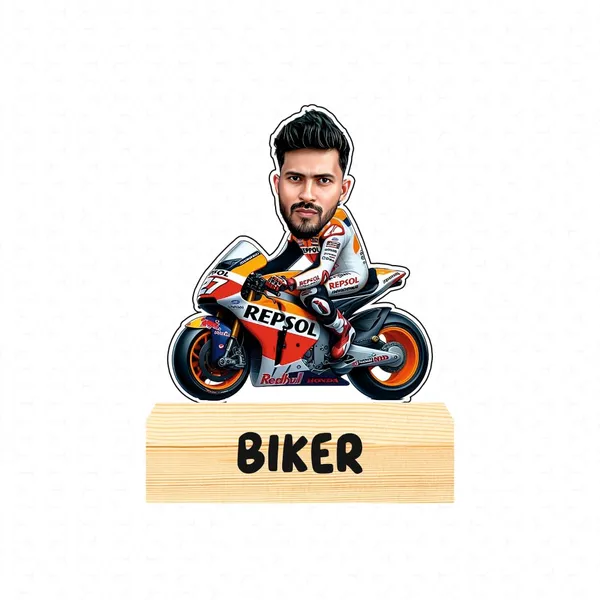 Customized_Adventure_Caricature_Racer_Wooden_Base__Personalized_Gift_With_Wooden_Base_Name_&_Logo_Engraved_