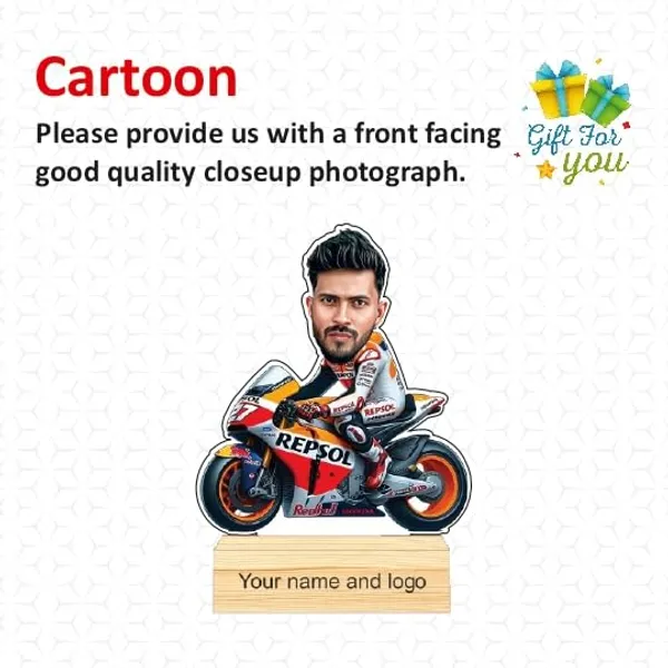 Customized_Adventure_Caricature_Racer_Wooden_Base__Personalized_Gift_With_Wooden_Base_Name_&_Logo_Engraved_