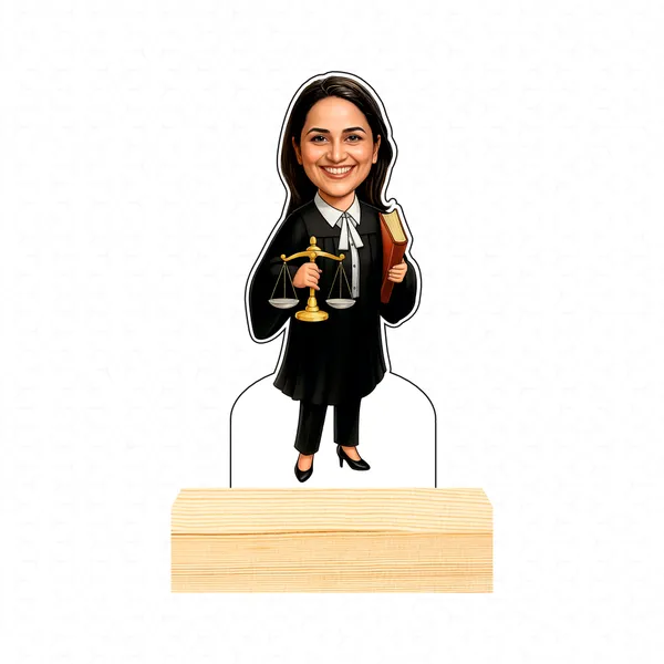 Customized_Advocate_Caricature_Personalized_Gift_with_Wooden_Base,_Tabletop_Frame,_Name_&_Logo_Engraved