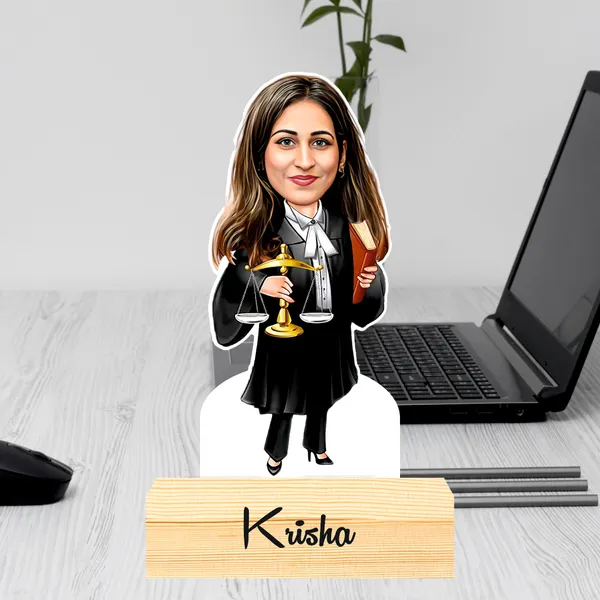 Customized_Advocate_Caricature_Personalized_Gift_with_Wooden_Base,_Tabletop_Frame,_Name_&_Logo_Engraved