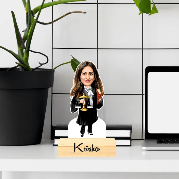 Customized_Advocate_Caricature_Personalized_Gift_with_Wooden_Base,_Tabletop_Frame,_Name_&_Logo_Engraved