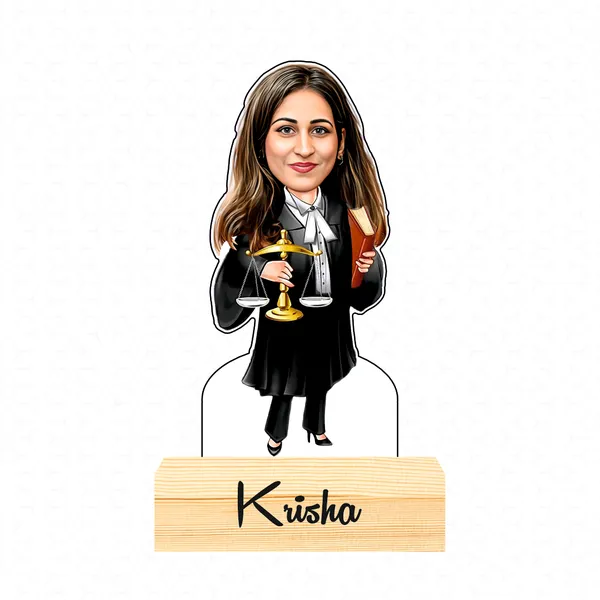 Customized_Advocate_Caricature_Personalized_Gift_with_Wooden_Base,_Tabletop_Frame,_Name_&_Logo_Engraved