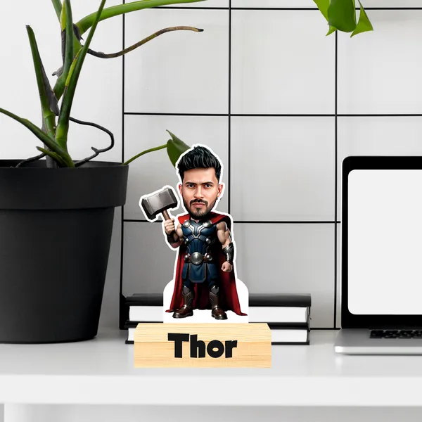 Customized_Superhero_Caricature_Thor_Personalized_Gift_Wooden_Base_Name_&_Logo_Engraved,_Birthday_Gift