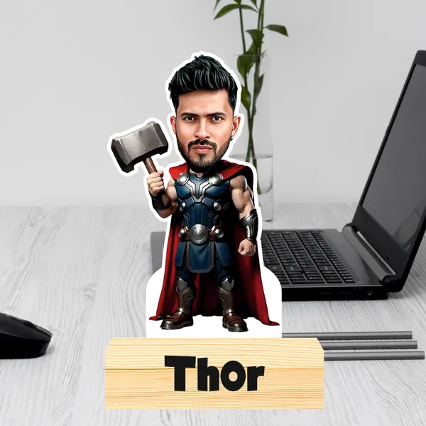 Customized_Superhero_Caricature_Thor_Personalized_Gift_Wooden_Base_Name_&_Logo_Engraved,_Birthday_Gift