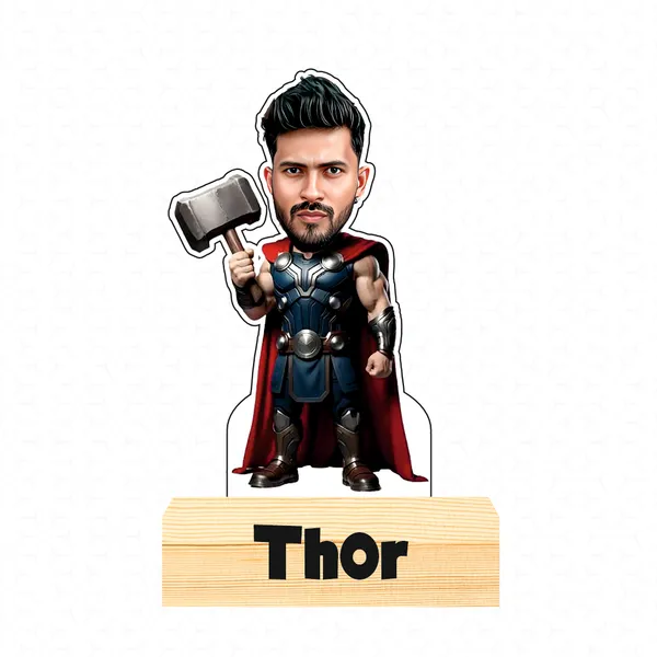 Customized_Superhero_Caricature_Thor_Personalized_Gift_Wooden_Base_Name_&_Logo_Engraved,_Birthday_Gift