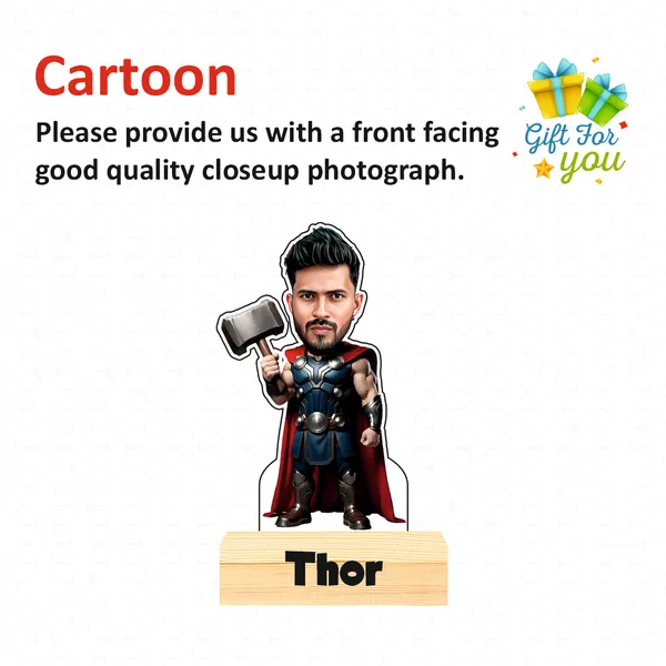 Customized_Superhero_Caricature_Thor_Personalized_Gift_Wooden_Base_Name_&_Logo_Engraved,_Birthday_Gift