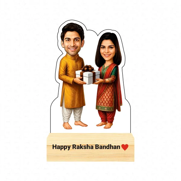 Capturing_Happiness_Customized_Rakhi_Special_Caricature_Gift_For_Brother_And_Sisiter_Personalized_Sibling_Standee_with_Name_&_Logo_Wooden_Base