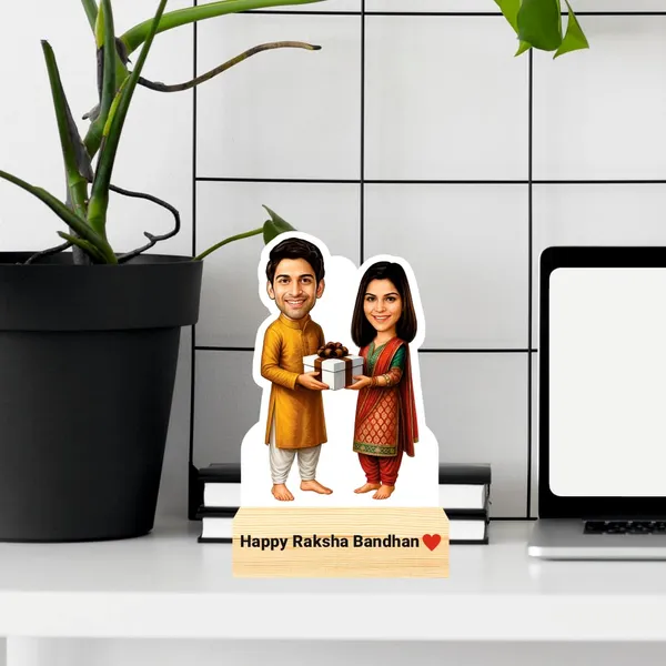 Capturing_Happiness_Customized_Rakhi_Special_Caricature_Gift_For_Brother_And_Sisiter_Personalized_Sibling_Standee_with_Name_&_Logo_Wooden_Base