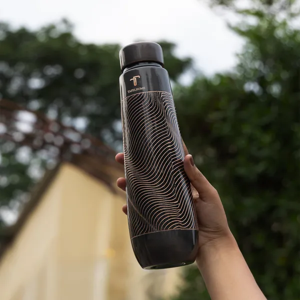 MATTE_BLACK_SWIRL_|_900_ML_Pure_Copper_Water_Bottle_