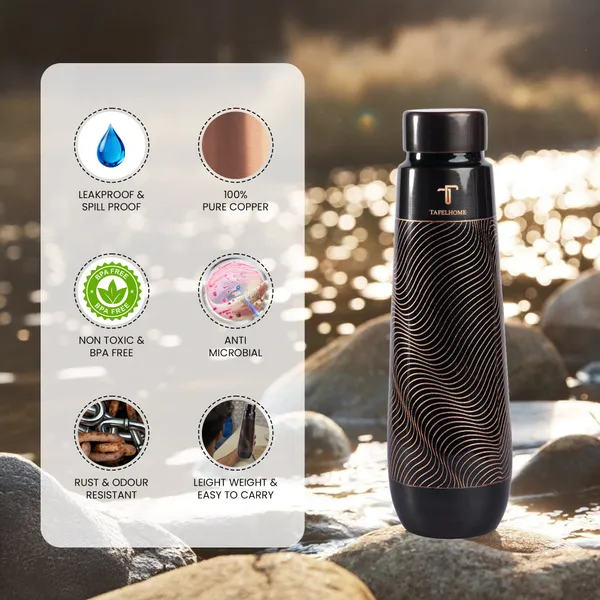 MATTE_BLACK_SWIRL_|_900_ML_Pure_Copper_Water_Bottle_