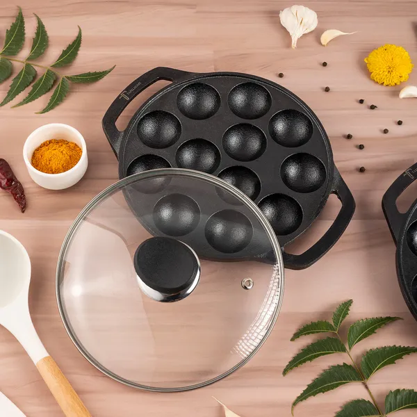 Black_Cast_Iron_Appam_Patra_With_Lid_For_Kitchen_Use_And_Kadai_(Pack_Of_2)