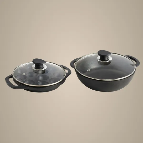 Black_Cast_Iron_Appam_Patra_With_Lid_For_Kitchen_Use_And_Kadai_(Pack_Of_2)