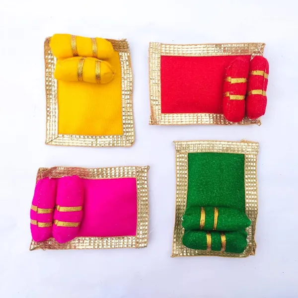 Laddu_Gopal_Velvet_Aasan/Gaddi_Takiya_Set_For_Krishna/Kanha_Ji/Bal_Gopal,_Pack_Of_4,_Small,_Decorative_Pillow_&_Gaddi_(Small)