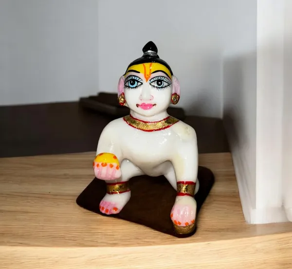 AchleshwarÃ¯Â¿Â½_Cultured_Marble_Hand_Crafted_Statue_Of_Laddu_Gopal_Kanha_Ji_Statue_Murti_Bal_Gopal_Idol_(White)_For_Pooja,_Gift_&_Home/Office_Decoration_(Size_4_Inch)