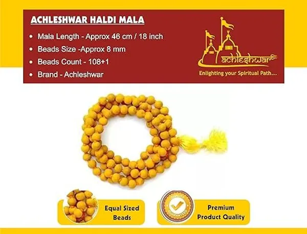 108+1_(Beads)_Pure_Turmeric_(Haldi_Mala)_For_|Wearing||Japa||Meditation||Chanting||Mantra||Puja|.Yellow,Unisex_Baglamukhi_Mala_Turmeric_Rosary,_(Bead_Size_:_12Mm)
