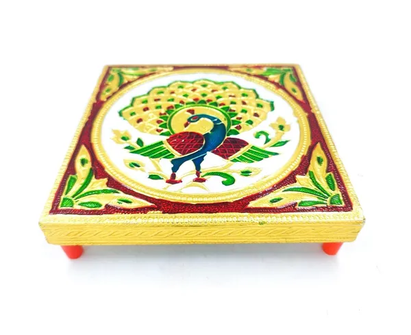 Wooden_Stand_Stool_Chowki_With_Exquisite_Meenakari_Painting_For_Placing_Statues,_Idols_Size_6X6Inch