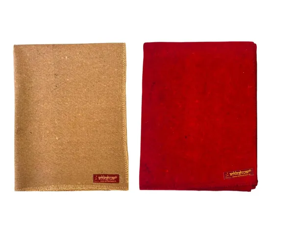 Combo_Of_Premium_Red_And_Brown_Woolen_Aasan_Completely_Handcrafted_Perfect_Mat_For_Meditation_&_Prayers_-_Soft,_Comfortable_(Size_23_X_30_Inch)