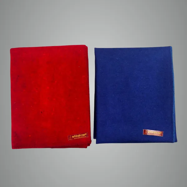 Combo_Of_Premium_Red_And_Navyblue_Woolen_Aasan_Completely_Handcrafted_Perfect_Mat_For_Meditation_&_Prayers_-_Soft,_Comfortable_(Size_23_X_30_Inch)