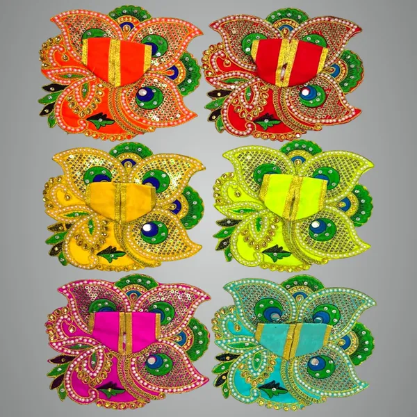Premium_Laddu_Gopal_Poshak_|_Bal_Gopal_Poshak_|_Kanha_Ji_Dress_For_Small_Idol_For_Size_5_Pack_Of_6_Handmade_Peacock_Feather_Embroidery_Dress_With_Pearl_Work