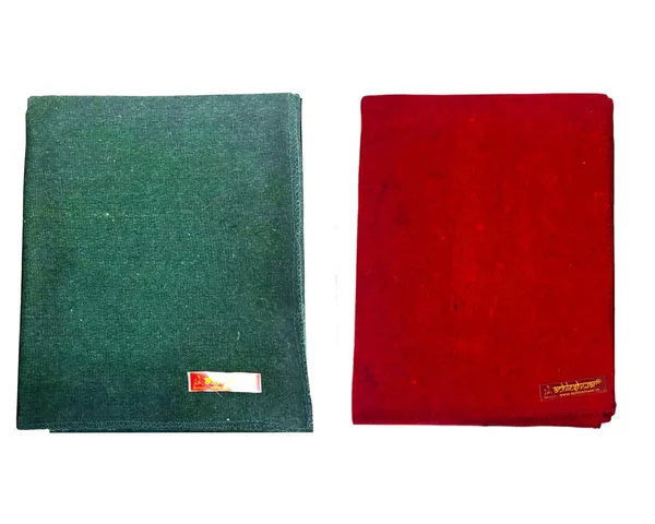 Combo_Of_Premium_Green_And_Red_Woolen_Aasan_Completely_Handcrafted_Perfect_Mat_For_Meditation_&_Prayers_-_Soft,_Comfortable_(Size_23_X_30_Inch)
