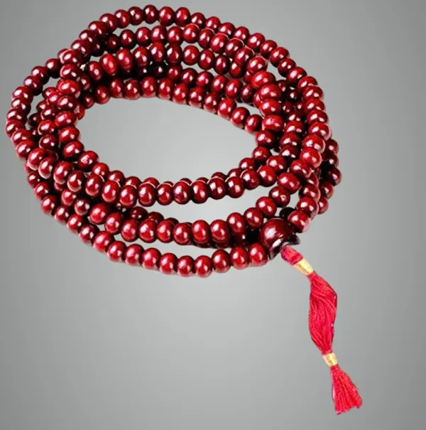 Unisex_Red_Sandalwood_Handmade_108+1_8Mm_Beads_Holy_Mala_For_Puja