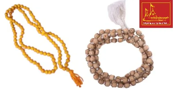 Combo_Of_Mala_Original_108+1_(Beads)_Natural_Turmeric_(Haldi_Mala),_Tulsi_Mala_For_|Wearing||Chanting||Pooja||Meditation|
