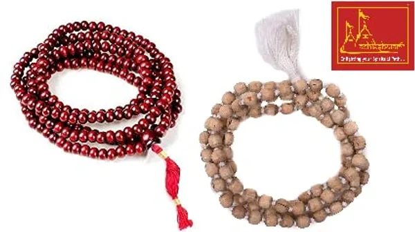 Combo_Of_Mala_Original_108+1_(Beads)_Natural_Lal_Chandan_Mala,_Tulsi_Mala_For_|Wearing||Chanting||Pooja||Meditation|