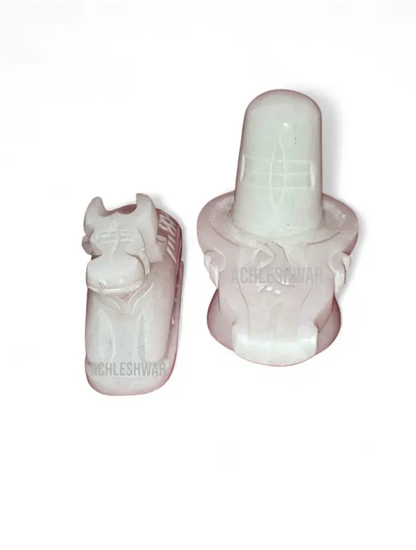 Original_Hand_Crafted_White_Marble_Shivling_&_Nandi_For_Pooja|Mandir|Decor|Office|Gifting|_(4_Inch)