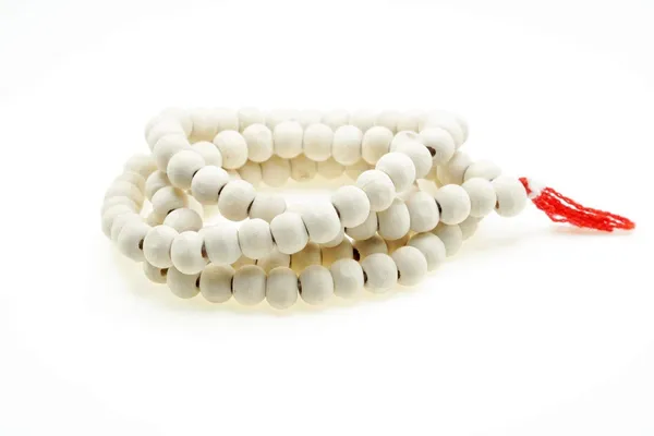 Handmade_108+1(Big_Beads)_Holy_Tulsi_Mala_For_|Wearing|||Puja|.Unisex_White_Basil_Rosary,Orange_Thread,(Length:10-12"_Inch_Bead_Size:_8Mm);Ach216