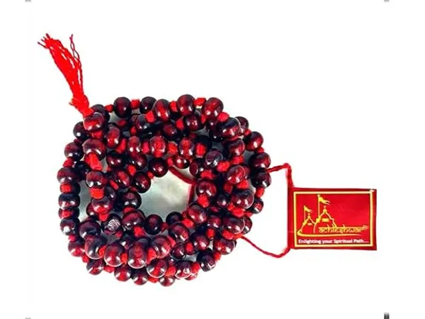 Knotted_108+1(Beads)_Holy_Lal_Chandan_Mala_For_|Wearing||Japa||Meditation||Chanting||Mantra||Puja|.Unisex_Red_Sandalwood_Rosary_Mala,(Bead_Size:_8Mm);Ach221