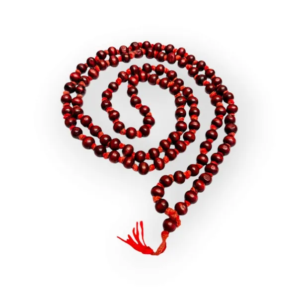 Knotted_108+1(Beads)_Holy_Lal_Chandan_Mala_For_|Wearing||Japa||Meditation||Chanting||Mantra||Puja|.Unisex_Red_Sandalwood_Rosary_Mala,(Bead_Size:_8Mm);Ach221