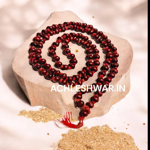 Knotted_108+1(Beads)_Holy_Lal_Chandan_Mala_For_|Wearing||Japa||Meditation||Chanting||Mantra||Puja|.Unisex_Red_Sandalwood_Rosary_Mala,(Bead_Size:_8Mm);Ach221