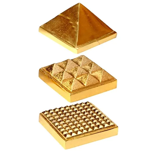 Golden_Three_Layer_Vastu_Metal_Pyramid_(4_Pcs)_For_Vastu_And_Feng_Shui.|Set_Of_3_:_91_Pyramids_In_Total||Golden||Zinc_Metal|(1.5"_X_1.5"_Inch):Ach251