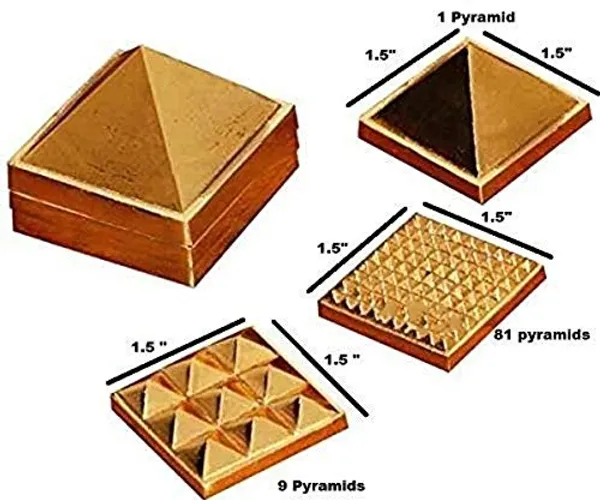 Golden_Three_Layer_Vastu_Metal_Pyramid_(4_Pcs)_For_Vastu_And_Feng_Shui.|Set_Of_3_:_91_Pyramids_In_Total||Golden||Zinc_Metal|(1.5"_X_1.5"_Inch):Ach251