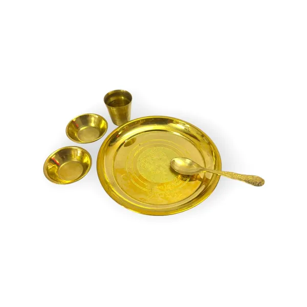 Brass_Laddu_Gopal_Bhog_Thali_With_Glass,_Two_Bowl_And_Spoon/Krishna_Bhog_Set;Ach319