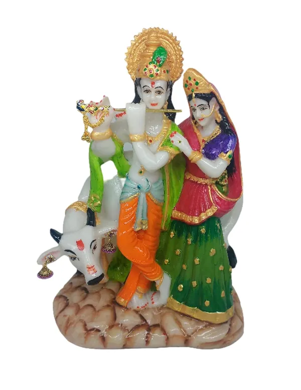 Radha_Krishna_Murti_Cultured_Marble_With_Kamdhenu_Cow,_Radha_Krishna_Statue_For_Pooja,_Gift_&_Home/Office_Decoration_(12_Inch)