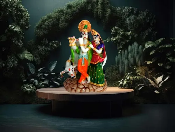 Radha_Krishna_Murti_Cultured_Marble_With_Kamdhenu_Cow,_Radha_Krishna_Statue_For_Pooja,_Gift_&_Home/Office_Decoration_(12_Inch)