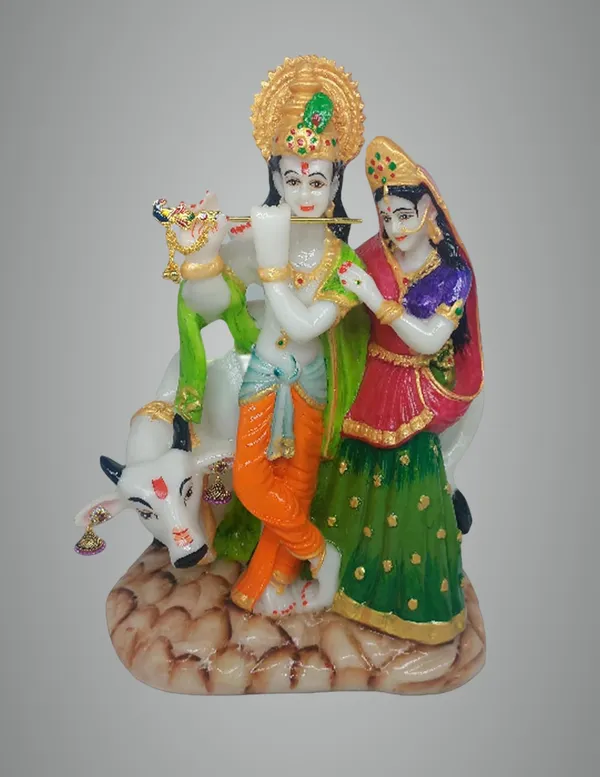 Radha_Krishna_Murti_Cultured_Marble_With_Kamdhenu_Cow,_Radha_Krishna_Statue_For_Pooja,_Gift_&_Home/Office_Decoration_(12_Inch)