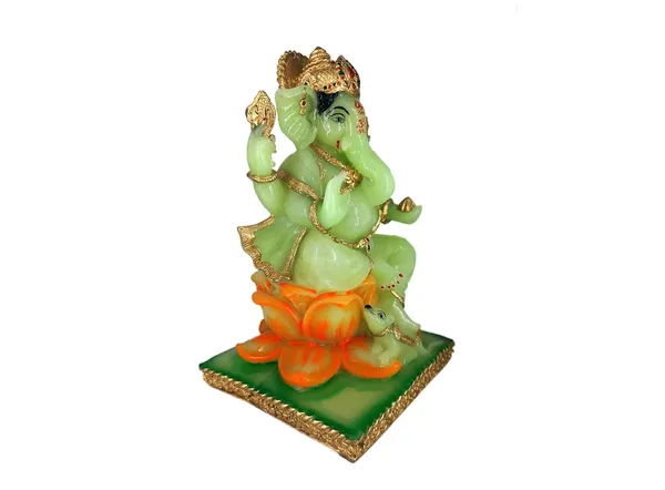 Cultured_Marble_Hand_Crafted_Ganesh_Idol_Sitting_On_Lotus_With_Mushak_|Lord_Ganesh_Statue_For_Pooja,_Gift_&_Home/Office_Decoration_(Green)(11Inch)
