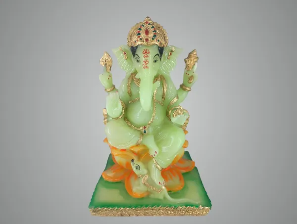 Cultured_Marble_Hand_Crafted_Ganesh_Idol_Sitting_On_Lotus_With_Mushak_|Lord_Ganesh_Statue_For_Pooja,_Gift_&_Home/Office_Decoration_(Green)(11Inch)