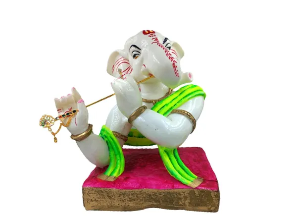 Cultured_Marble_Hand_Crafted_Statue_Of_Lord_Ganesh_Playing_Flute_I_Ganesh_Idol_I_Lord_Ganapathi_For_Pooja,_Gift_&_Home/Office_Decoration_(11X9_Inch)