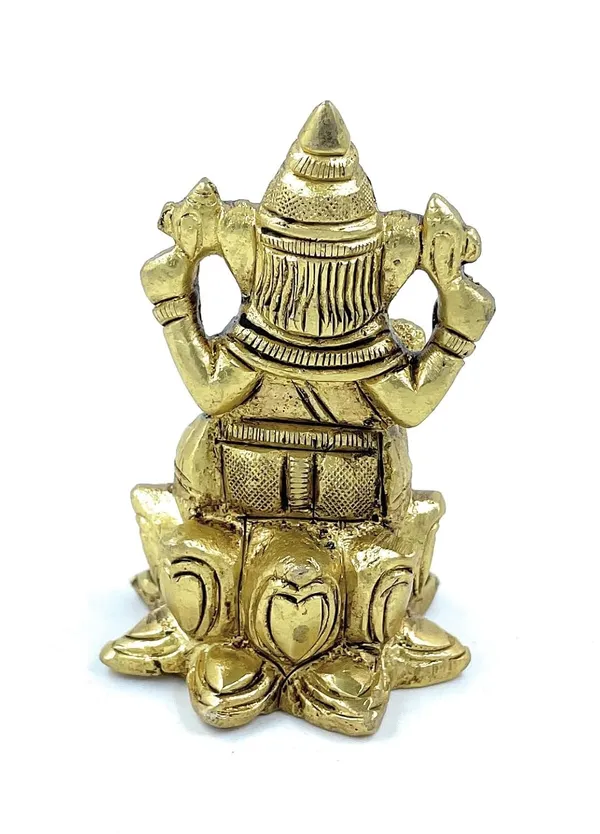 Pure_Ashtadhatu_Lord_Ganesha_Idol_In_Kamal_Singhasan_With_Mouse_|Office||Home||Temple||Gift|Handcarved_Superfine_Finish_Lacquer_Coated.