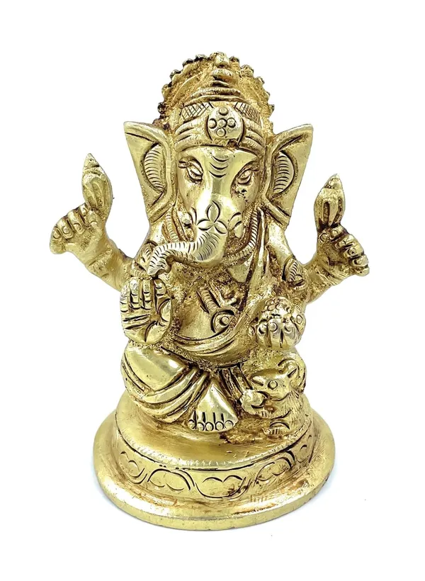 Pure_Ashtadhatu_Right_Hand_Side_Trunk(Sund)_Lord_Ganesha_Idol_Suitable_For_Kepping_In_House_Entrance|Office||Home||Temple||Gift|Handcarved_Superfine_Finish_Lacquer_Coated.
